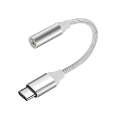 Type-C 3.5mm対応 イヤホン変換ケーブル タイプC DACチップ内臓 タイプC デジタル タイプc ヘッドフォンジャックアダプタ 変換 イヤホン変換アダプタ 3.5MM イヤホン to 音量調節/音声通話/音楽… C Type (Silver) US