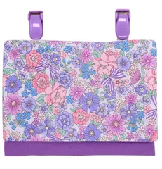 移動ポケット 女の子 リボンフラワーパープル  移動 ポシェット クリップ付き シンプル ティッシュケース ポケット 移動 ポーチ 子供用 手作り ハンドメイド 女子 リボン 花柄 小花 お花 フラワー 花 あじさい 北欧 風 苺 ブルー ラベンダー