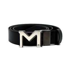 【楠本質店/元住吉】ほぼ未使用品　モンブラン/Mont Blanc　Mバックル　リバーシブル　ベルト　ブラック　グレー　メンズ　【中古】