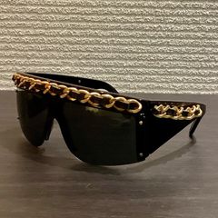シャネル CHANEL マトラッセ チェーン サングラス VINTAGE ヴィンテージ 黒 ブラック ゴールド B722