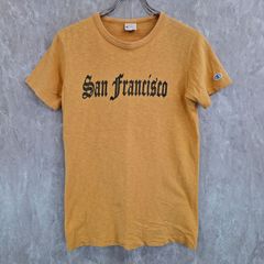 champion チャンピオン サイド ブランド ロゴ 刺繍 ワンポイント イエロー　黄色 S Tシャツ
