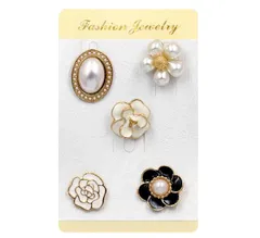 5個セット お花 ピンバッジ ブローチ エナメル ヴィンテージ風 フラワー レディース