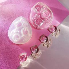 シリコンモールド　花　バラ　チューリップ　立体　パーツ　葉っぱ　植物　レジン