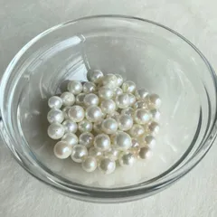 あこや真珠 7~8mm 55粒 両穴 セミラウンド A-21