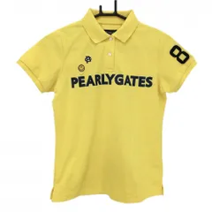 ★SALE価格★パーリーゲイツ 半袖ポロシャツ イエロー×ネイビー フロントロゴ ニコちゃん スマイル レディース 0(S) ゴルフウェア PEARLY GATES