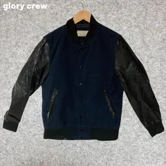 glory crew ネイビー ブラック スタジャン ウール レザー Lサイズ