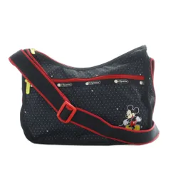 レスポートサック LesportSAC ×ディズニー ショルダーバッグ ミッキー ナイロン ドット柄 黒 ブラック 赤 /RI ■OS
