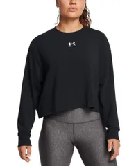 【送料無料】 アンダーアーマー レディース Tシャツ トップス Women's Active Campus Boxy Cropped Long-Sleeve T-Shirt Black