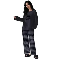 上下セット 部屋着 丸首 ボタンなし 春夏秋 ルームウエア 快適 - 薄手 通気 長袖 レディース ゆったり パジャマ [HEWEAYTA]