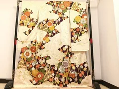 平和屋着物■豪華振袖　駒刺&#32353;　草花文　金彩　正絹　逸品　AAAS8008ph
