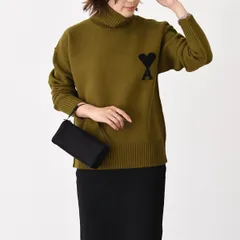 AMI PARIS アミパリス   ニット セーター ファネルネック メリノウールフェルトニットセーター AMI ALEXANDRE MATTIUSSI AMI DE COEUR UKS839 018 レディース カラー豊富 ロゴ ハイネック タートルネック のサムネイル