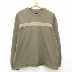 XL/古着 エディーバウアー 長袖 ビンテージ Tシャツ メンズ 00s 無地 コットン Vネック 緑系他 グリーン 25apr26 中古