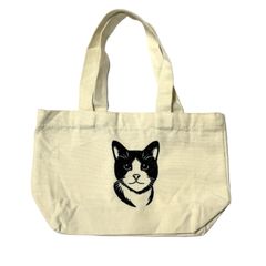 はちわれ猫の刺しゅうトートバッグ（小）