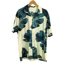 ザラ ZARA アブストラクトプリント ストレッチシャツ 半袖シャツ オープンシャツ メンズ import：L 