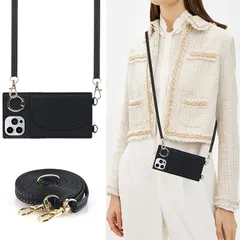 Cavor iPhone12 Pro Max手帳型ケースiPhone13 Pro Maxショルダー スマホケースiPhone12 Pro Maxスマホ 携帯ケース背面ポケット付き肩掛け 斜めがけショルダー クロスボディ肩掛け首かけ 斜めがけ クロスボディア 0