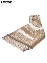 LOEWE (ロエベ) カシミヤ混 総柄 マフラー LELF606257X51 メンズ (ベージュ)
