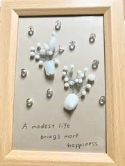 かすみ草の花束　シーグラスアート　フェアトレードビーズ　ビーチコーミング