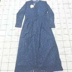 ◇ ⊂美品 メルロープリュス パーティー 結婚式 長袖 ロング レースワンピース サイズフリー ネイビー系 レディース E  【1508250013461】
