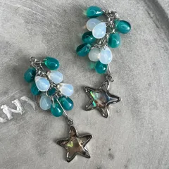 チェコガラスのシェルスターピアス・イヤリング