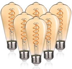 おしゃれ！ ST58 LEDフィラメント電球 口金E26 2500K茶色 4W(40W相当) 6個入 PSE 取得