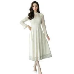 キッソス（ＫＩＳＳＯＳ） パーティー ドレス サイド プリーツ ロング ワンピース フレアスリーブ 結婚式 二次会 レディース (ベージュ, XXL) [ベージュ] [2XL]