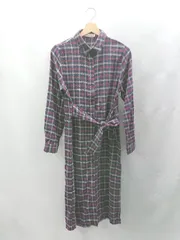 ◇ ⊇ fifth フィフス チェック柄 シャツ 長袖 ロング ワンピース サイズM ネイビー系 レッド系 レディース E  【1503060024096】