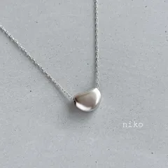 ◆ 53 マット シルバー ビーンズ チャーム ネックレス 40cm ロジウム ペンダント ◆　再販 定番 人気 大人 上品 華奢 きれいめ シンプル アクセサリー