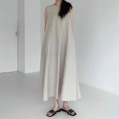 ノースリーブ　ワンピース　マキシ丈　Aライン　体型カバー　レディース 海外　F