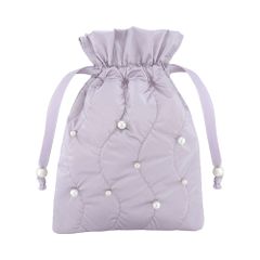 巾着ポーチ パール×キルティング GPO0370-PU（パープル）