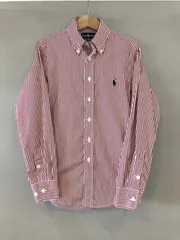 Ralph Lauren ラルフローレン ストライプ BDシャツ 長袖 L/S えんじ × 白 キッズ  ジュニア 140cm
