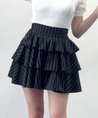 新品タグ】完売商品 SLY レイヤードフリルスコート ストライプ 