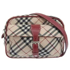 【本物保証】 超美品 バーバリー BURBERRY ブルーレーベル 斜め掛け ショルダーバッグ ナイロン×革 ベージュ×レッド バーバリーチェック
