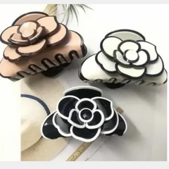 カメリア 椿の花 バラ 薔薇 camellia coco フラワー ラインストーン 真珠 ヘアクリップ ピン  ホワイト＆ピンク2点