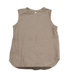 美品　ユニクロ　UNIQLO　ワッフルT ノースリーブ　S 茶色　無地　シンプル