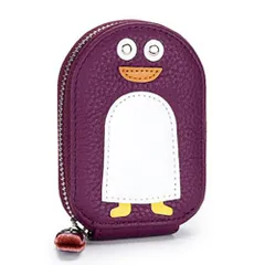 Honesty Mouth クレジットカードケース レディース メンズ 大容量 薄型 本革 レザー じゃばら かわいい ペンギン カードケース カード入れ ミニ財布 小銭入れ (07:パープル) [07:パープル]