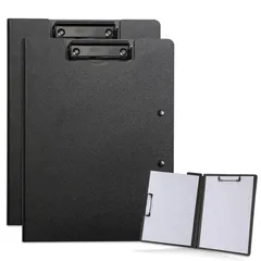 【新着商品】おしゃれ 折りたたみ ふたつ折り ダブルクリップ 両面 クリップファイル (ブラック 二つ折り クリップボード 2個セット 2つ折り 2個入り) a4 バインダー ALLMIRA
