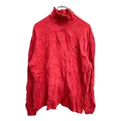 POLO RALPH LAUREN セーター Lサイズ ポロラルフローレン ジップアップ レッド コットン 古着卸 アメリカ仕入 t2411-3147