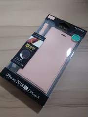 iPhone XS / iPhone X 薄型PUレザー フラップケース ピンクベージュ 手帳ケース 手帳カバー