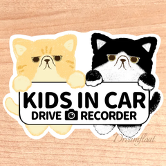 キッズインカー.ドライブレコーダー【エキゾチック2匹】マグネットタイプ/シールタイプ/吸盤タイプ