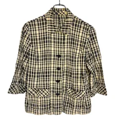 z1330 【美品】 Leilian レリアン シャツ リネン 麻 長袖 7分袖 シアー チェック柄 レディース 13