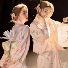 浴衣 レディース 可愛 花柄 浴衣 和服 ゆかた コスチューム 浴衣 簡易な帯 ヘッドアクセサリー 旅館 浴衣 花柄 平織り きれいめ フリーサイズ 花火大会 夏祭り 盆踊り 大人用  yukata05