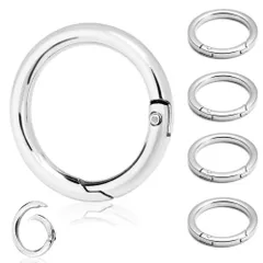 サークルカラビナ 5個セット キーリング 丸型 丸カン キーホルダー 亜鉛合金 