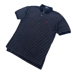 POLO RALPH LAUREN ポロシャツ メンズ L ネイビー ボーダー 【 定番 人気 】 紺色 ポロラルフローレン ●EB356