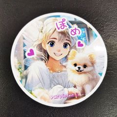 送料無料「ポメラニアン　ぽめ♡♡丸型ステッカー」（約６０ｍｍ×約６０ｍｍ）