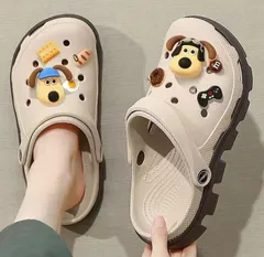 可愛いワンちゃん　犬　サンダル サボサンダル エスニッ クサンダル クロックス 風 男女 兼用サンダル サボサンダル 2WAY 軽量 EVA素材 夏 4Cm厚い底