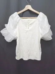 ◇ MAJESTIC LEGON マジェスティック レゴン 異素材 半袖 カットソー サイズM アイボリー レディース P  【1407260028659】