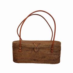 アタバッグ 蓋つき オーバル  ナチュラル 29X9X11 カゴバッグ かごバッグ アタバック かごバック 手提げバッグ 籐 藤 着物 きもの 浴衣 ゆかた 和装 130155