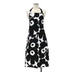 マリメッコ エプロン marimekko レディース ウニッコ柄  ブラック/ホワイト Pieni Unikko Apron Cotton 064161-190のサムネイル