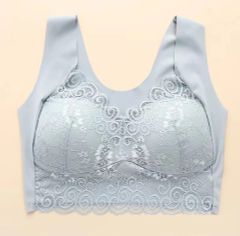 女性用レースブラ,Vネック,柔らかな下着,カジュアル,快適で通気性のあるランジェリー,Lサイズ