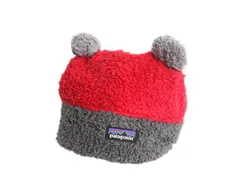 【お得なクーポン配布中!】 パタゴニア くま耳付き フリース キャップ 赤ちゃん ベビー ファーリー フレンズ ハット PATAGONIA アウトドア キャップ 帽子 防寒 赤 灰